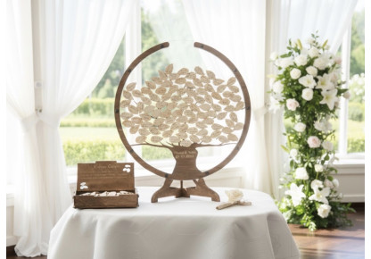 Księga gości drewniana 3D na ślub/wesele. Personalizowana 180 liści
