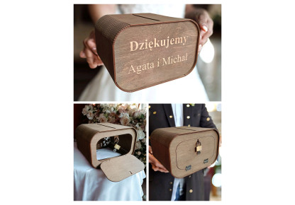 Drewniana skrzynka na koperty.