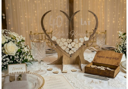 Drewniana Księga Gości w Kształcie Drzewa 3D/120 serc