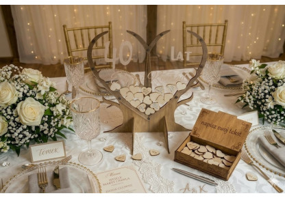 Drewniana Księga Gości w Kształcie Drzewa 3D/120 serc