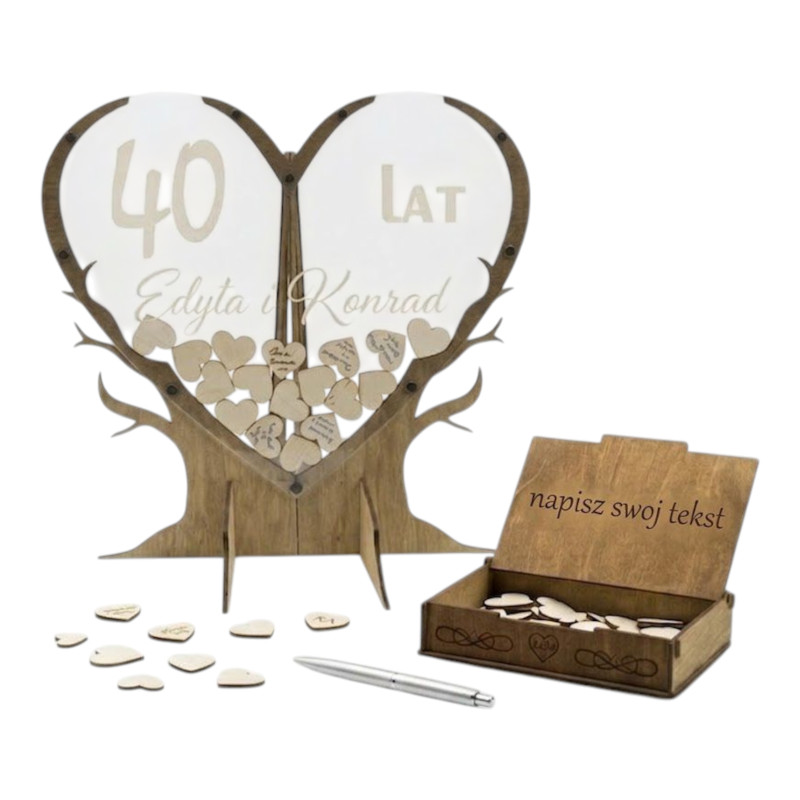 Drewniana Księga Gości w Kształcie Drzewa 3D/120 serc