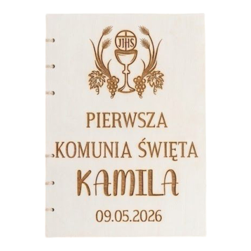 Pierwsza Komunia ,Drewniana Księga, Ksiega Okolicznościowa