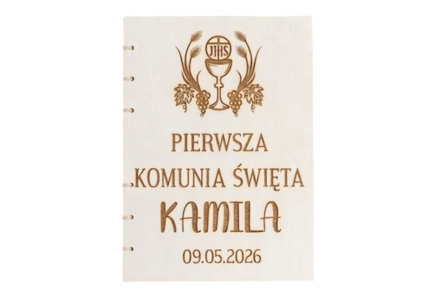 Pierwsza Komunia ,Drewniana Księga, Ksiega Okolicznościowa