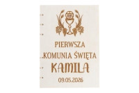 Pierwsza Komunia ,Drewniana Księga, Ksiega Okolicznościowa