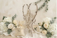 Drewniana Księga Gości I Komunia  w Kształcie Serca 3D/30 serc