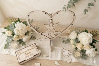 Drewniana Księga Gości I Komunia  w Kształcie Serca 3D/25 skrzydełka