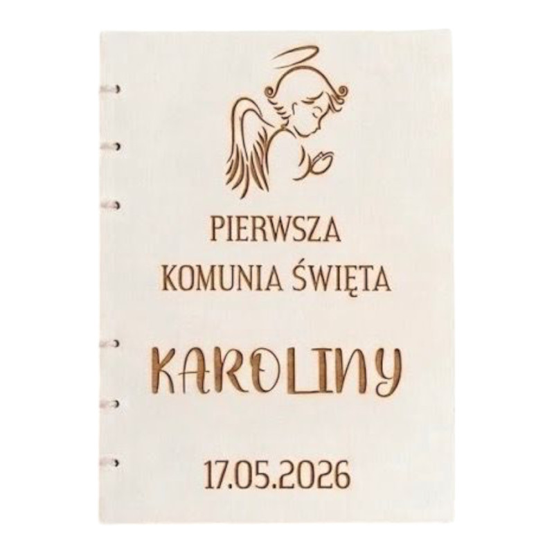 Pierwsza Komunia ,Drewniana Księga, Ksiega Okolicznościowa