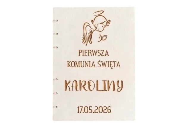 Pierwsza Komunia ,Drewniana Księga, Ksiega Okolicznościowa