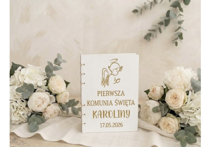 Pierwsza Komunia ,Drewniana Księga, Ksiega Okolicznościowa