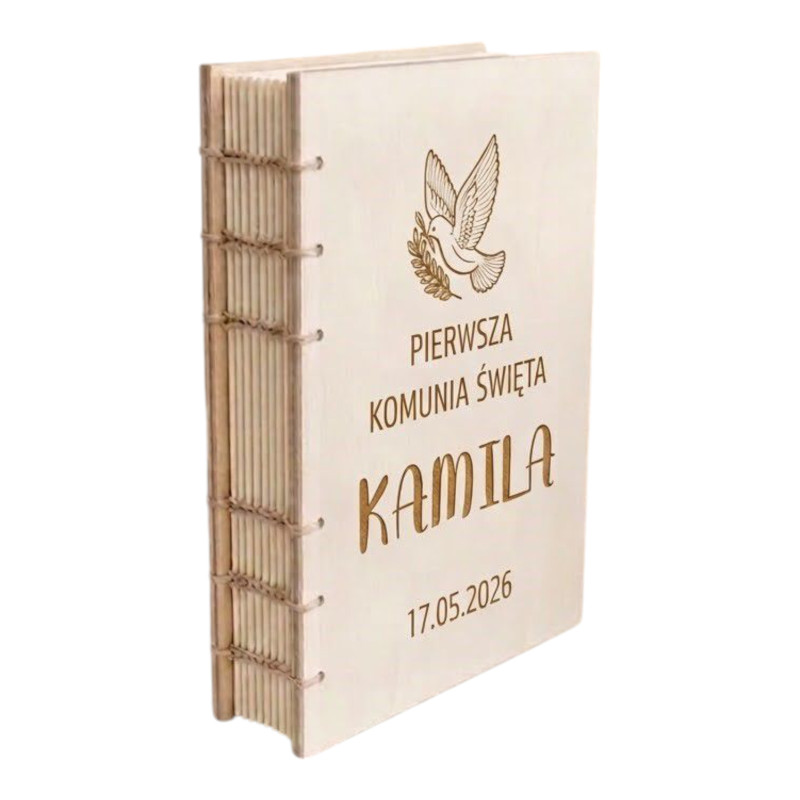 Pierwsza Komunia ,Drewniana Księga, Ksiega Okolicznościowa