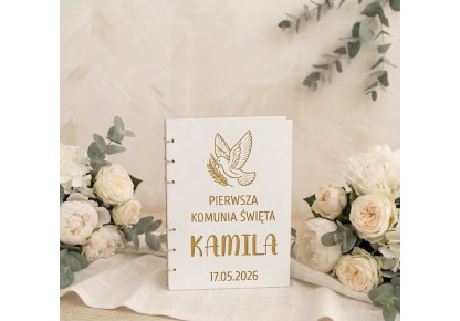 Pierwsza Komunia ,Drewniana Księga, Ksiega Okolicznościowa