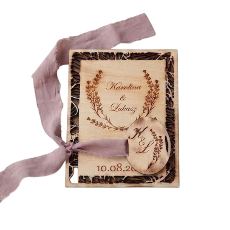 Rustykalne zaproszenia ślubne, Boho ażurowe,Zaproszenia ślubne EKO