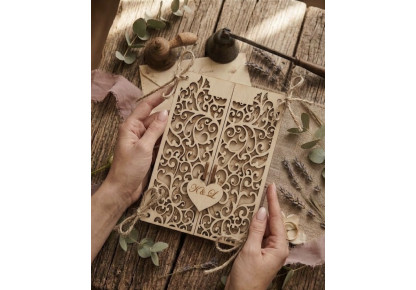 Rustykalne zaproszenia ślubne, Boho ażurowe,Zaproszenia ślubne EKO
