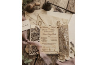 Rustykalne zaproszenia ślubne, Boho ażurowe,Zaproszenia ślubne EKO