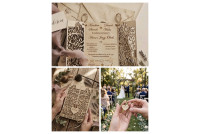 Rustykalne zaproszenia ślubne, Boho ażurowe,Zaproszenia ślubne EKO